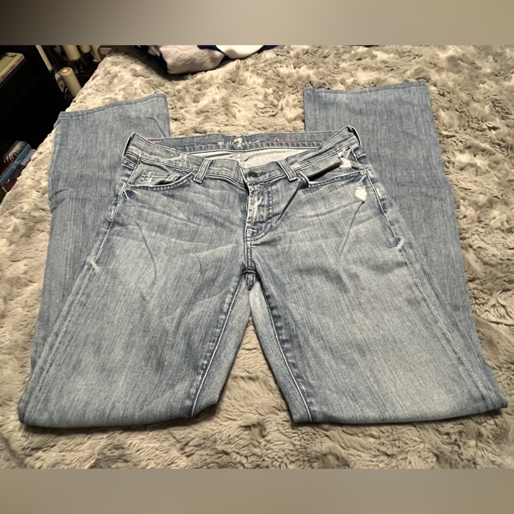 7 For All Mankind Light Wash Distressed Jeans